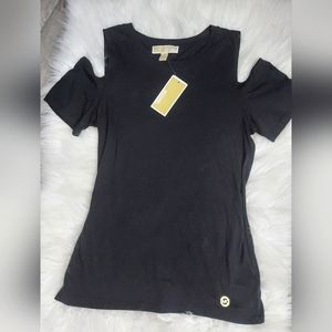 Michael Kors NWT$70 MSRP Black open shoulder knit top.